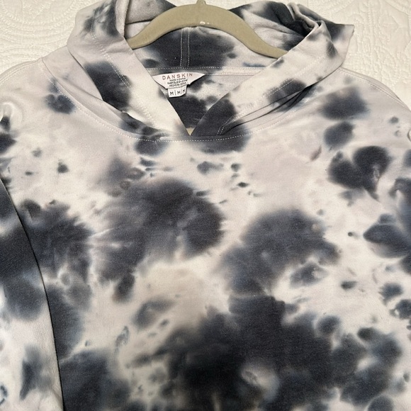NWOT RARE Danskin Mottled Tie-Dye Hoodie in Black Salt Pattern Size M - Picture 6 of 10